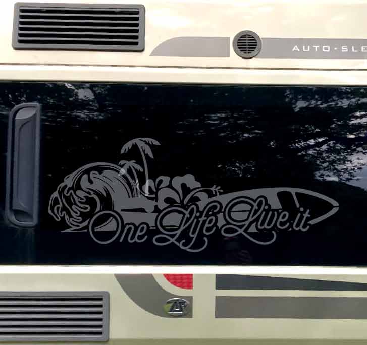 Living the Dream Decal Sticker Graphic - Camper Van - Transporter - VW