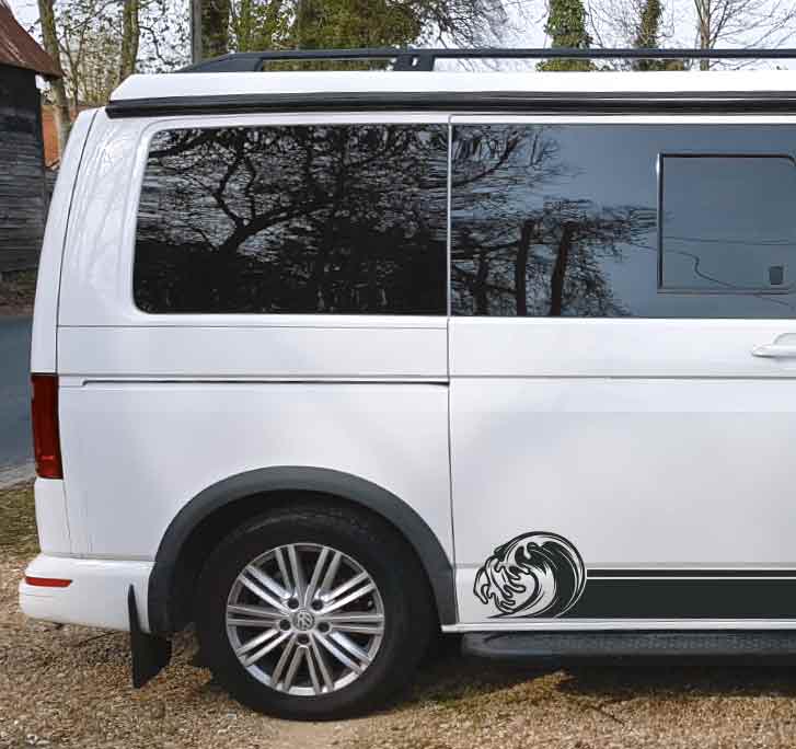 Stunning Cool Wave Surf Graphic Stripe Sticker VW T6 T5 T4 Transporter Caddy