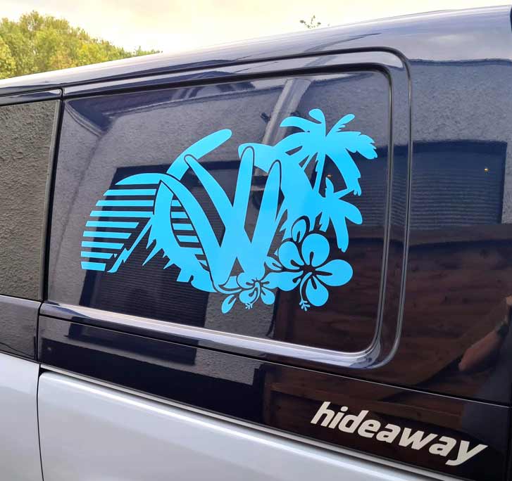 Stickers camper para Volkswagen California Beach rosa de los vientos