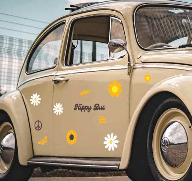 Hippy car deals stickers