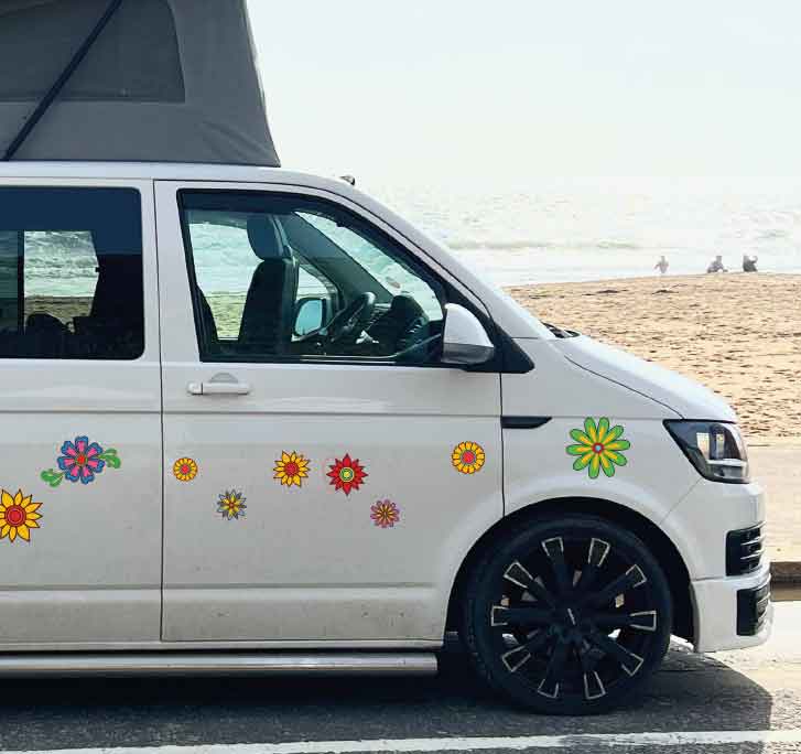 Funky Hippy Flower Stickers | Pack for Camper & Car
