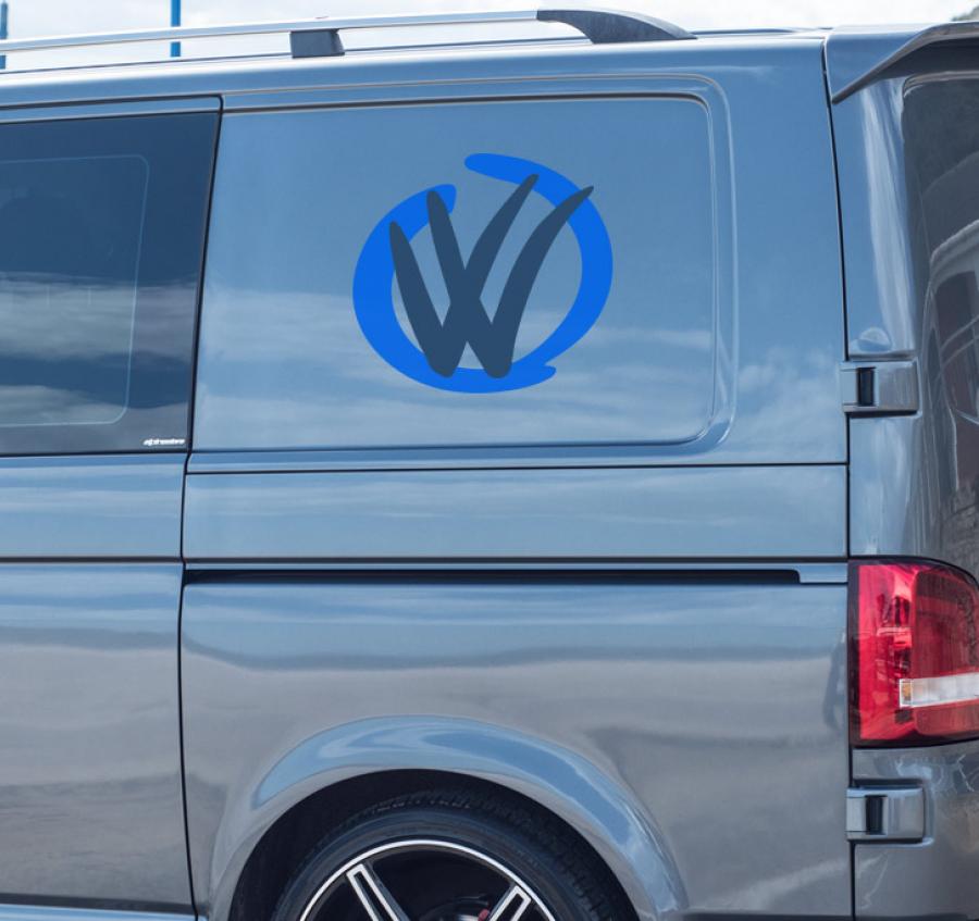 VW Logo Brushed Style Decal Sticker Side Panel Graphic Decal